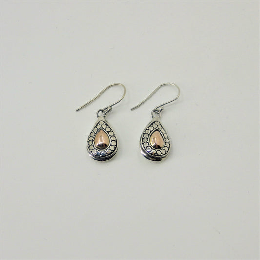 Silver Earrings - Rose Gold Details