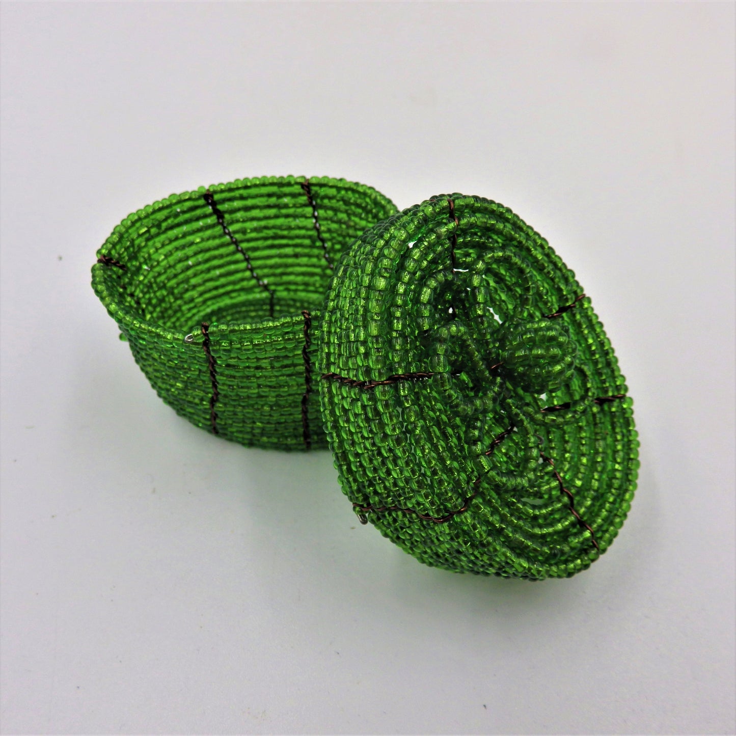 Oval Beaded Boxes.