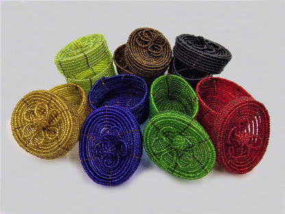 Oval Beaded Boxes.