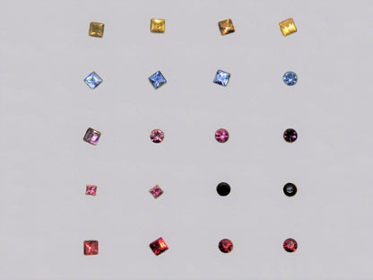 Silver nose-pins coloured
