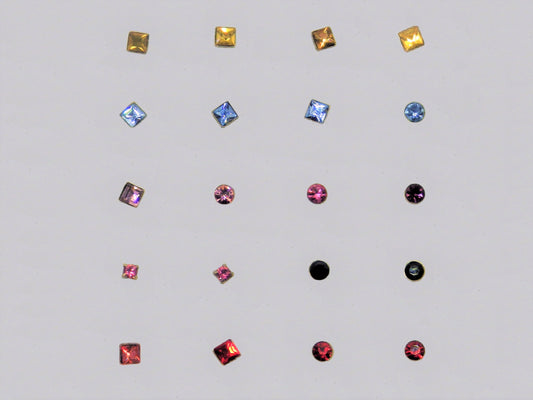 Silver nose-pins coloured