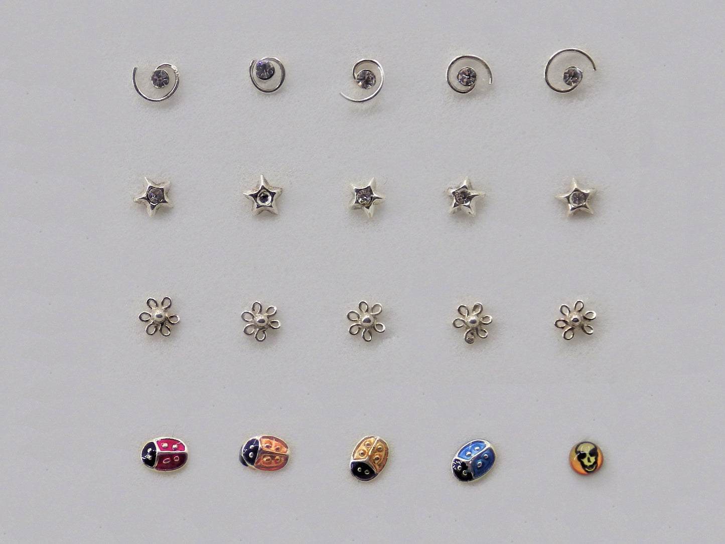 Sterling silver nose-pins