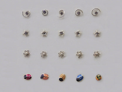 Sterling silver nose-pins