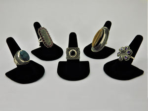 One of kind Silver & Stone Rings