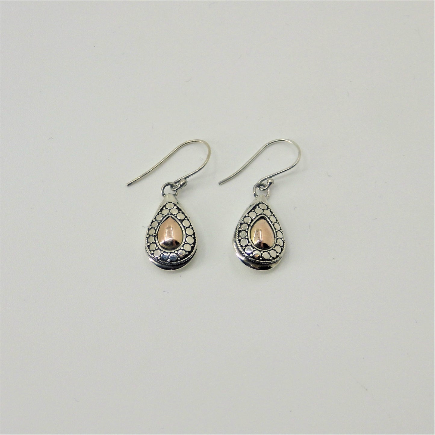 Silver Earrings - Rose Gold Details