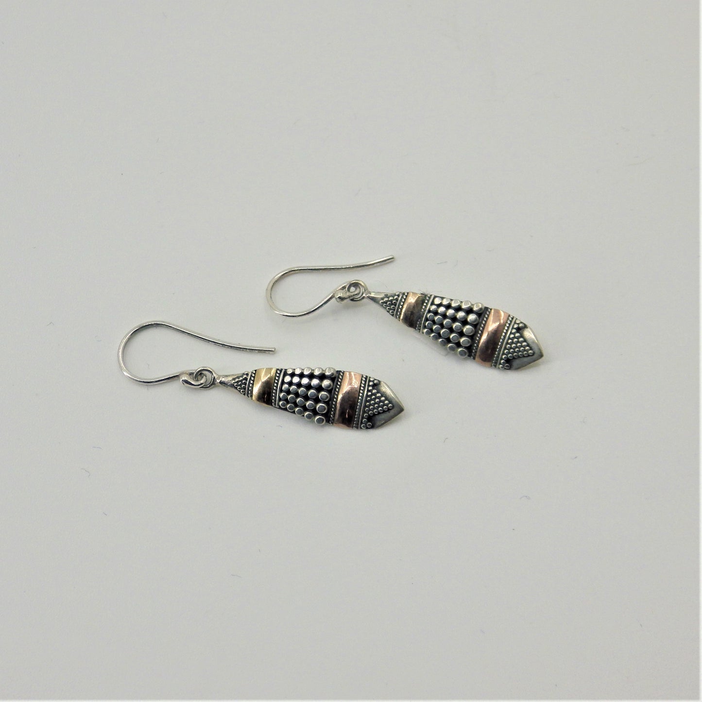 Silver Earrings - Rose Gold Details
