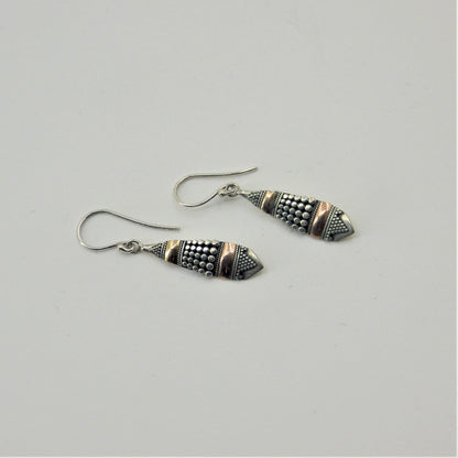 Silver Earrings - Rose Gold Details