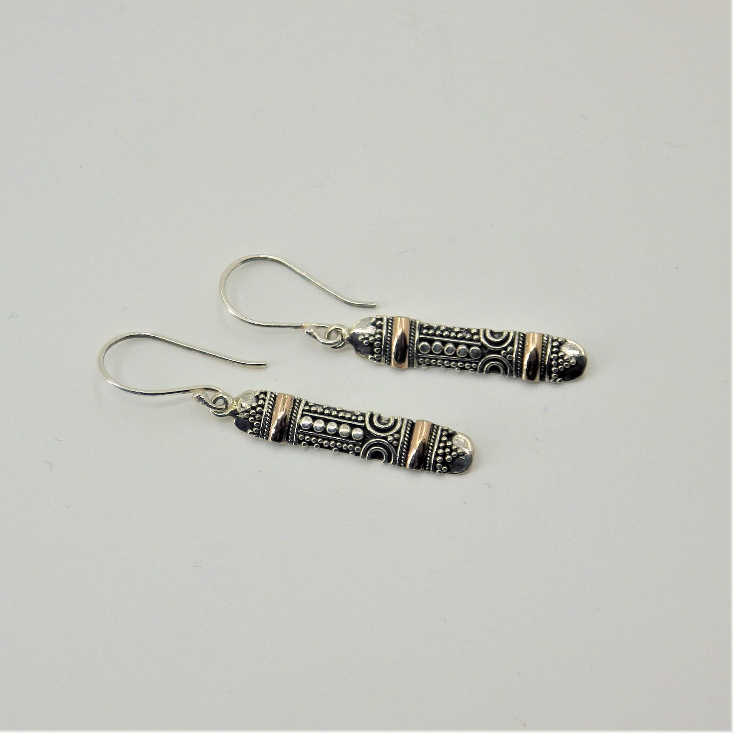 Silver Earrings - Rose Gold Details