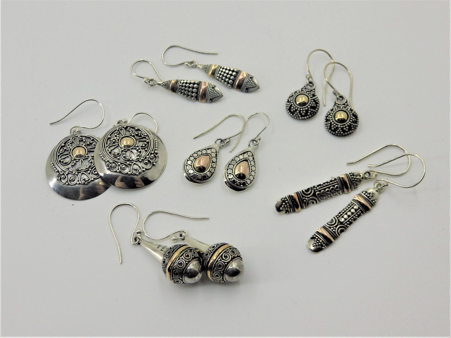 Silver Earrings - Rose Gold Details