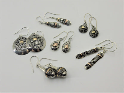 Silver Earrings - Rose Gold Details