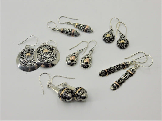 Silver Earrings - Rose Gold Details