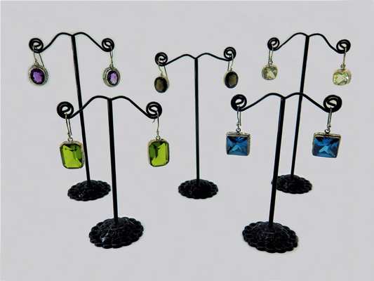 Silver Earrings - Genuine Stones